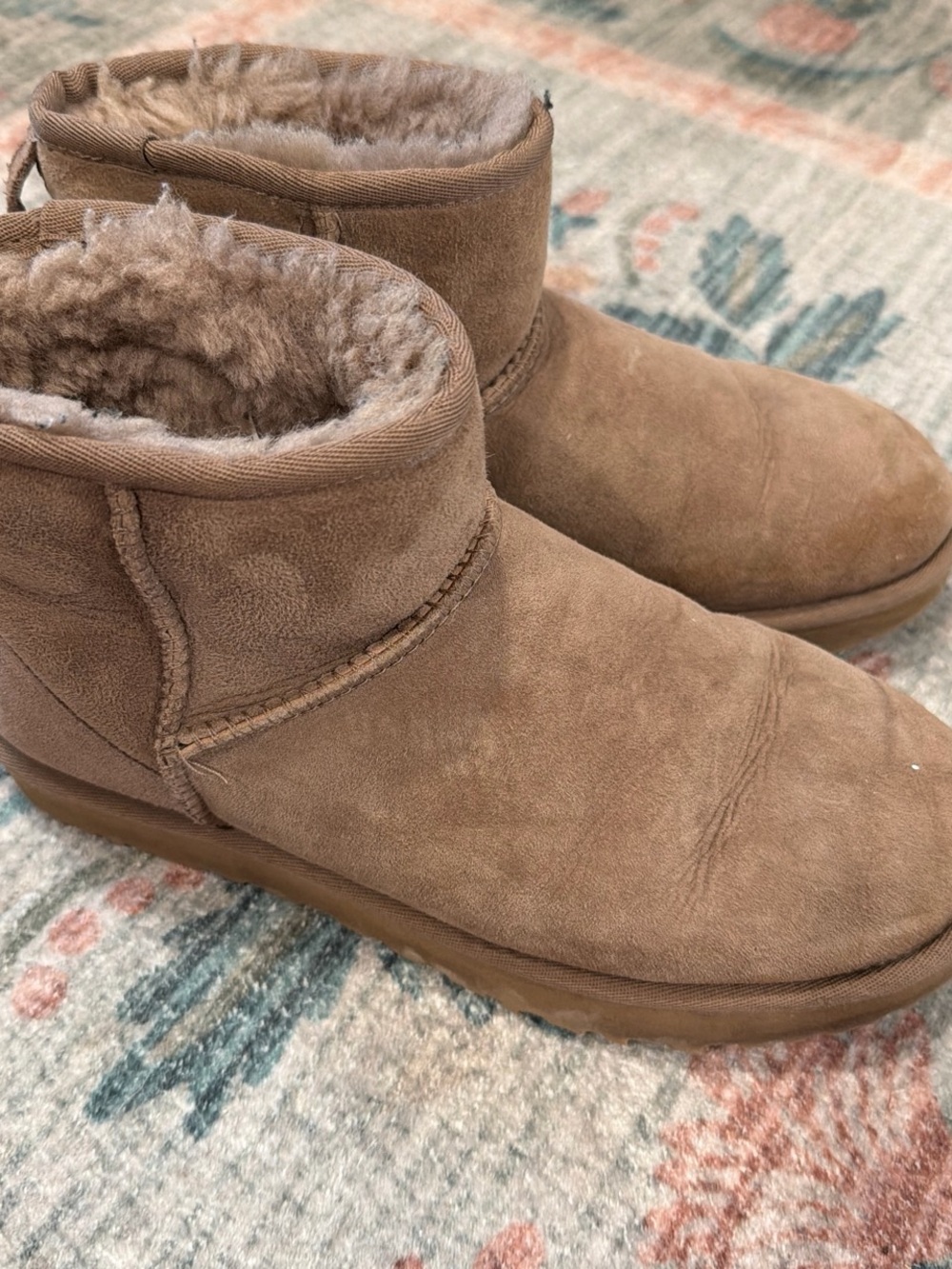 UGG Chestnut Suede Shearling Short Booties
